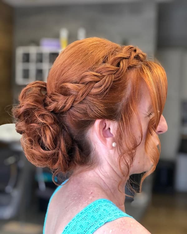 Red Side Twisted Messy Bun