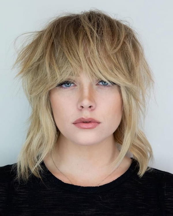 Short Textured Shaggy with Layered Bangs