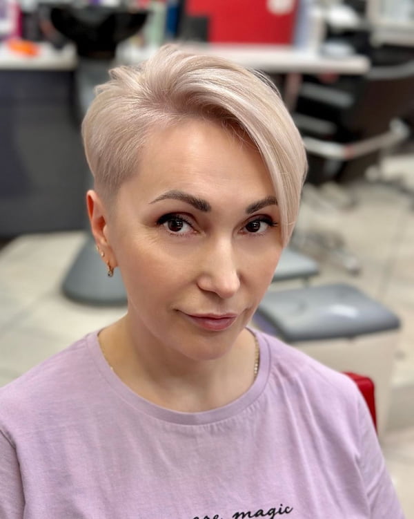 Silver Side-Shaved Pixie Cut