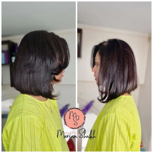 Statement Lob Haircut with Bangs