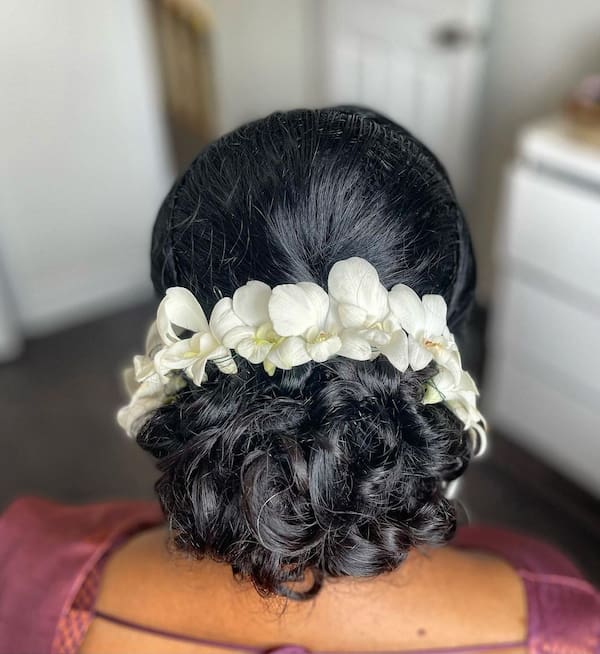 Textured Bun with Flower