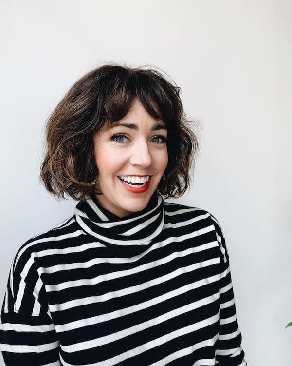 Tousled Wavy Bob with Curtain Bangs