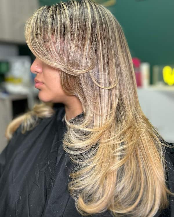 Blonde Butterfly Cut with Overlapping Layers
