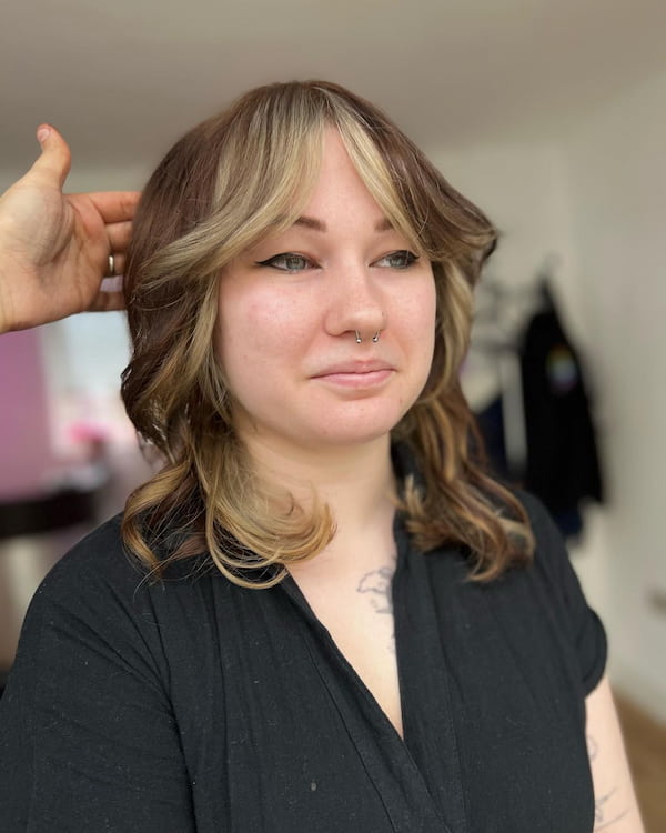 Double Colored Haircut with Curtain Bangs