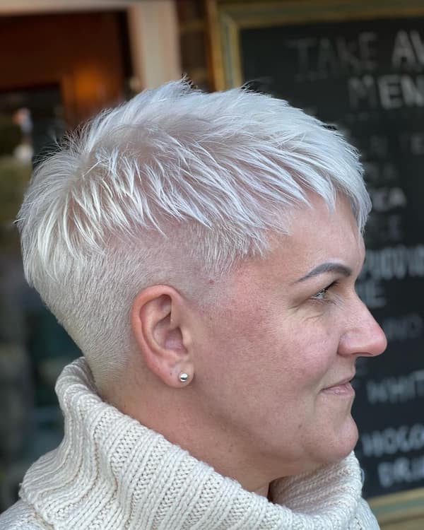 Platinum Blonde Short Choppy Crop with an Undercut