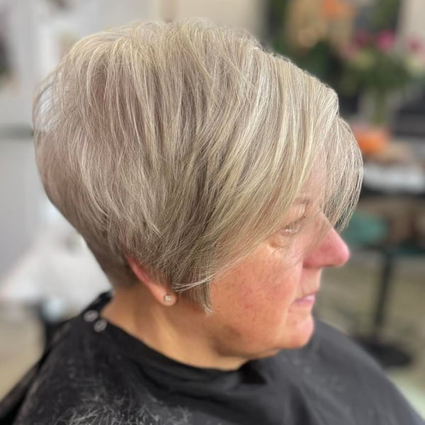 Short Layered Haircut with Bangs for Women Over 50