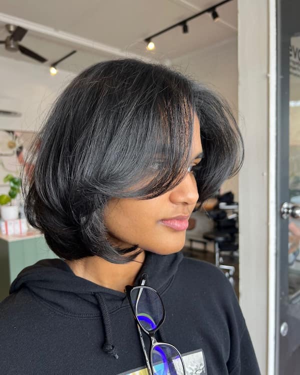 Short Wolf Bob Cut with Curtain Bangs