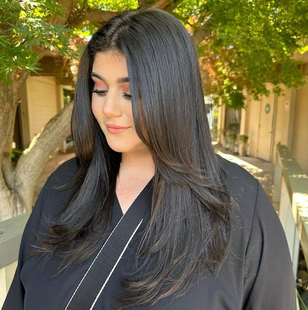 Smooth Black Haircut with Medium Layers