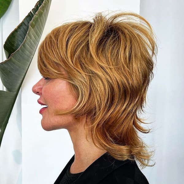 Textured Shag Mullet with Bangs