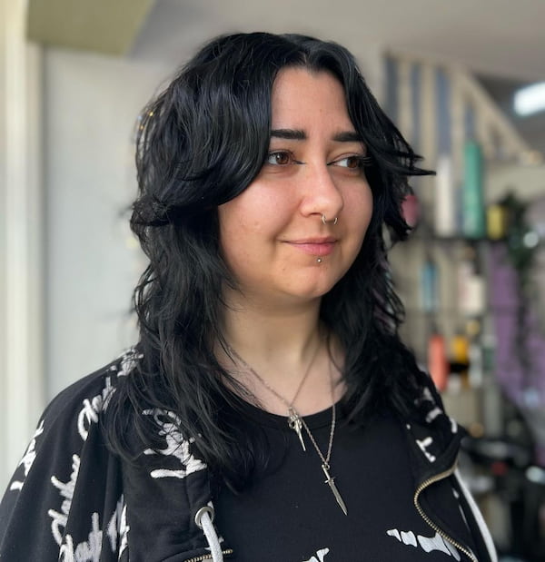 Wolf Haircut with Curtain Bangs for Older Women