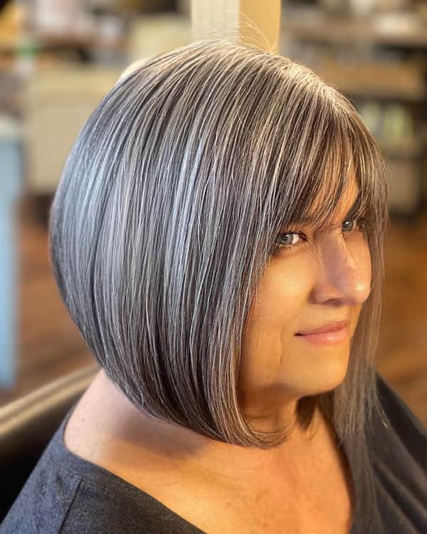 Beachy Gray Bob with Fringe