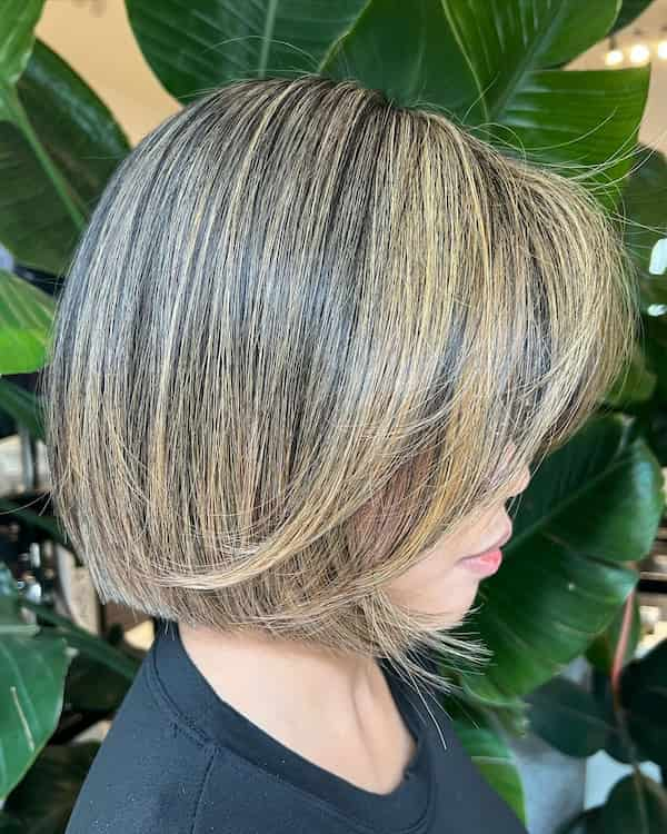 Beige Blonde Bob with Bangs