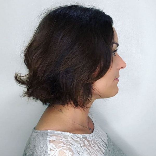 Black Short Perm with Permanent Waves