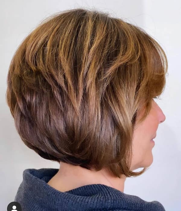 Brunette Short Bob with Stepped Layers