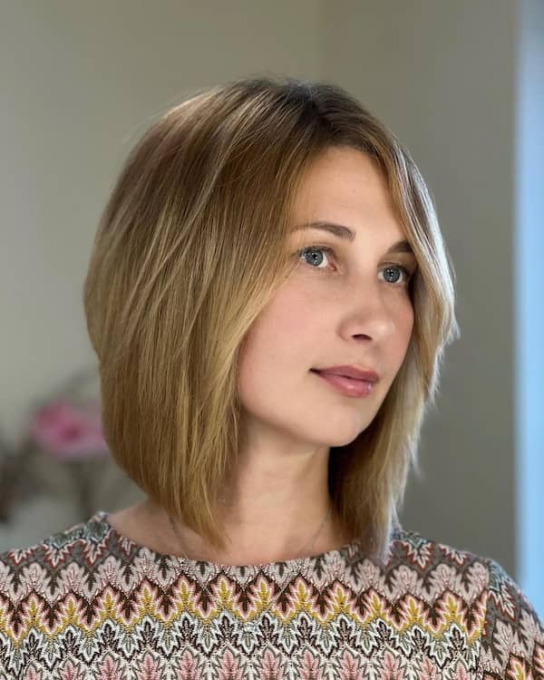 Centre-Parted Layered Bob with Curtain Bangs