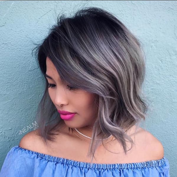 Charcoal Slate Gray Textured Bob