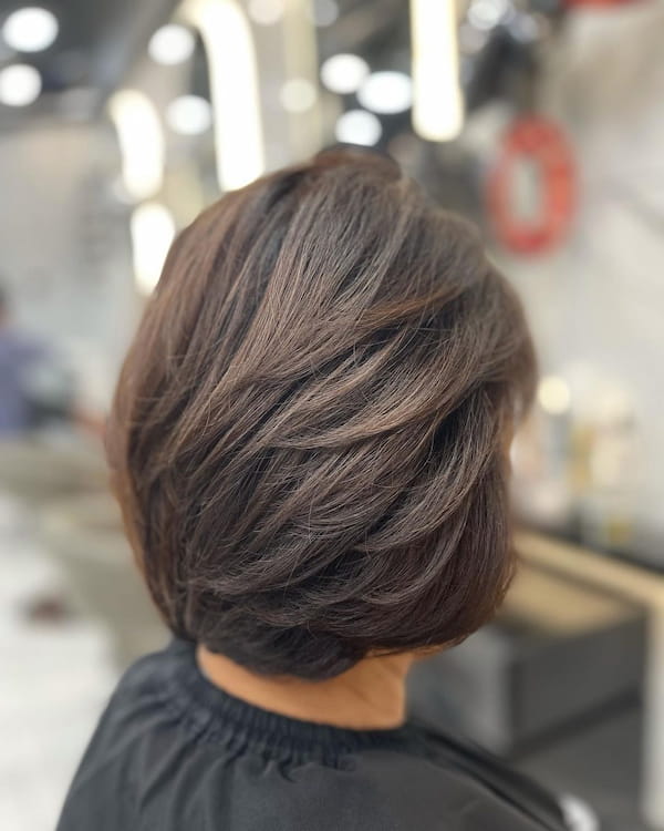 Chocolate Brown Layered Bob