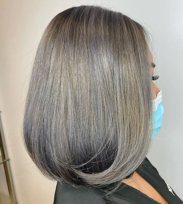 Classic Gray Long Bob Haircut