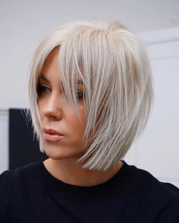 Cropped Bob Haircut with Curtain Bangs