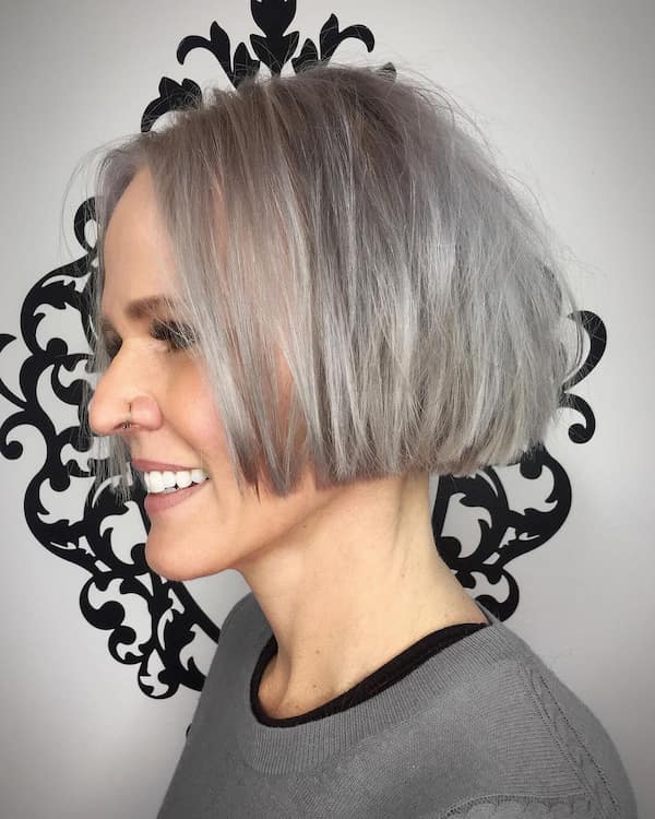 Cropped Gray Bob Haircut for Thin Hair