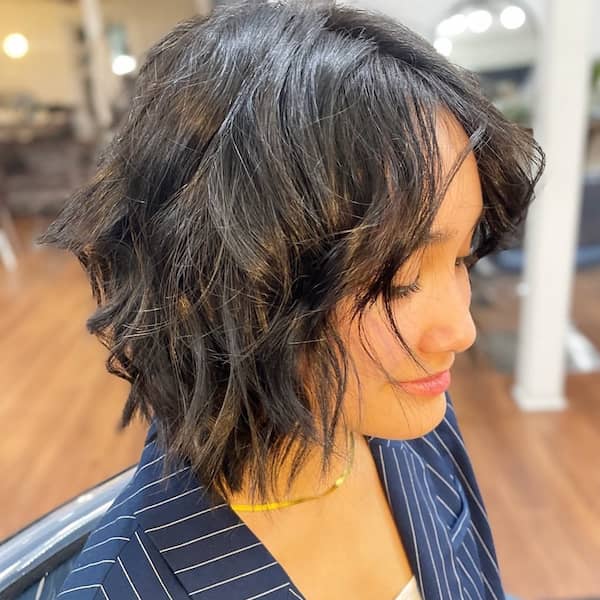 Cute Messy Black Layered Bob