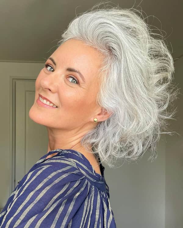 Cute Messy Blow-out Gray Haircut