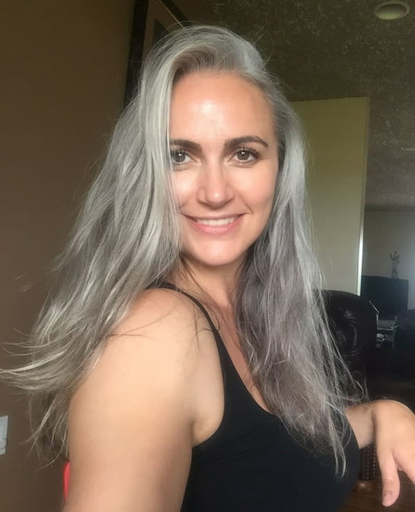 Flowy Medium-Length Gray Hairdo