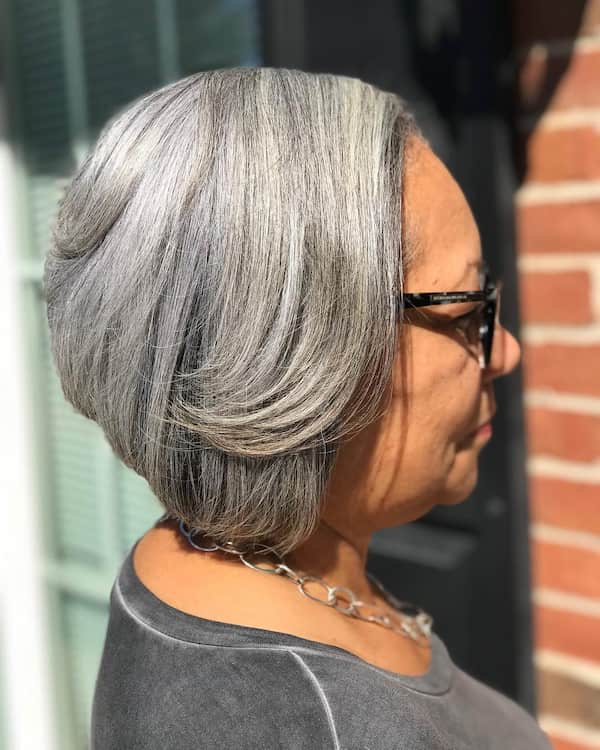 Gray Angled Bob Haircut