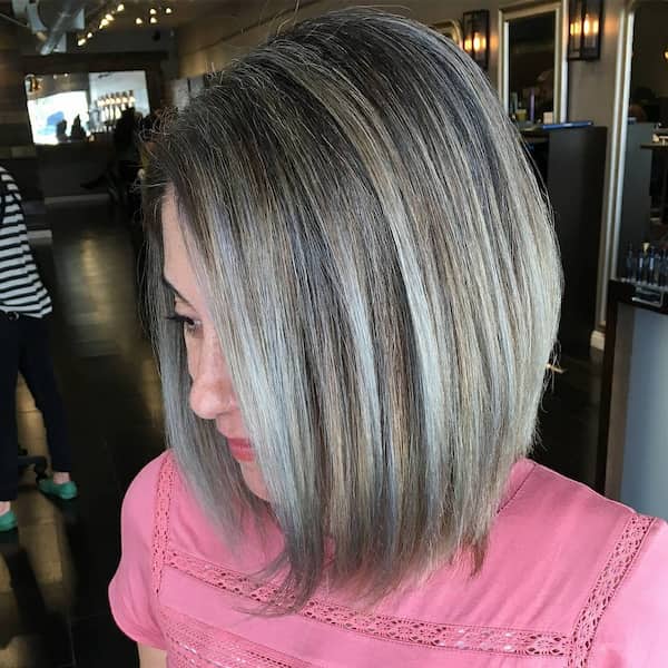 Gray Bob with Blonde Highlights