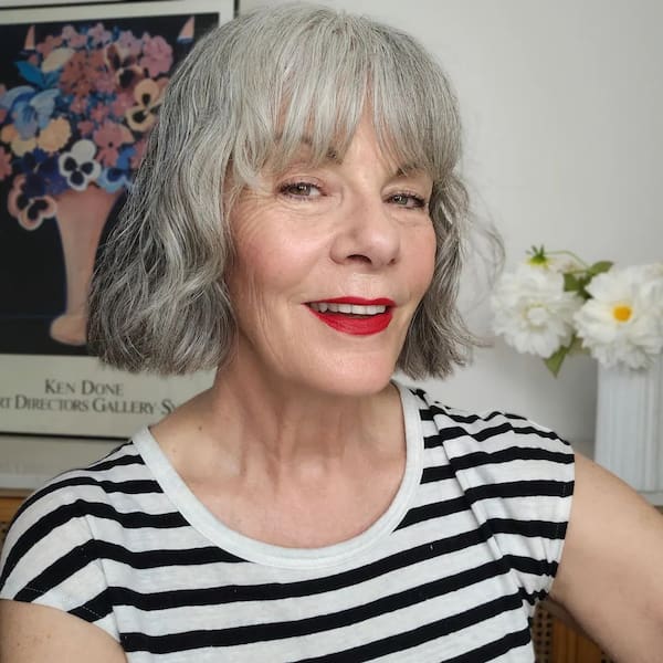 Gray French Bob with Fringe