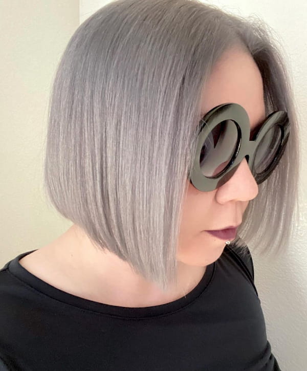 Gray Short Bob for Women with Sunglasses