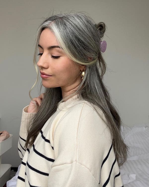 Half Up Half Down Gray Hair