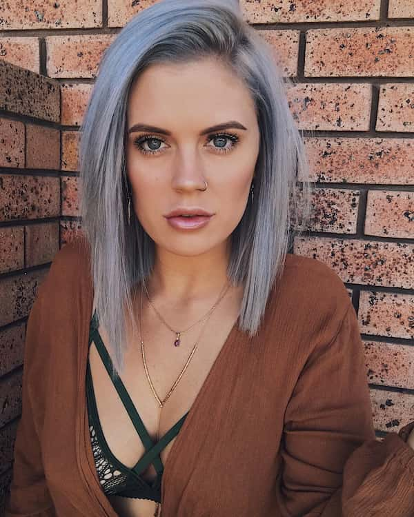 High Layered Gray Bob Haircut