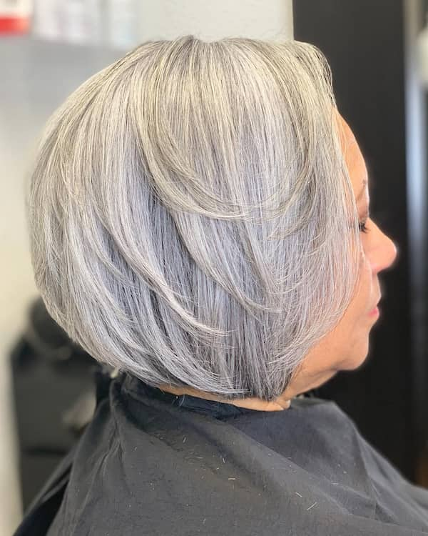 Layered Gray Bob with Precise Cutting