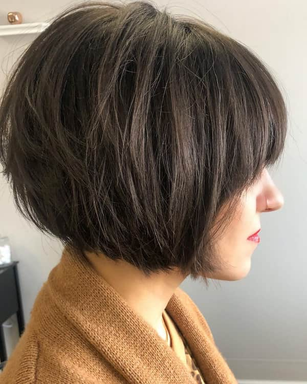 Layered Textured Bob Haircut with Curtain Bangs