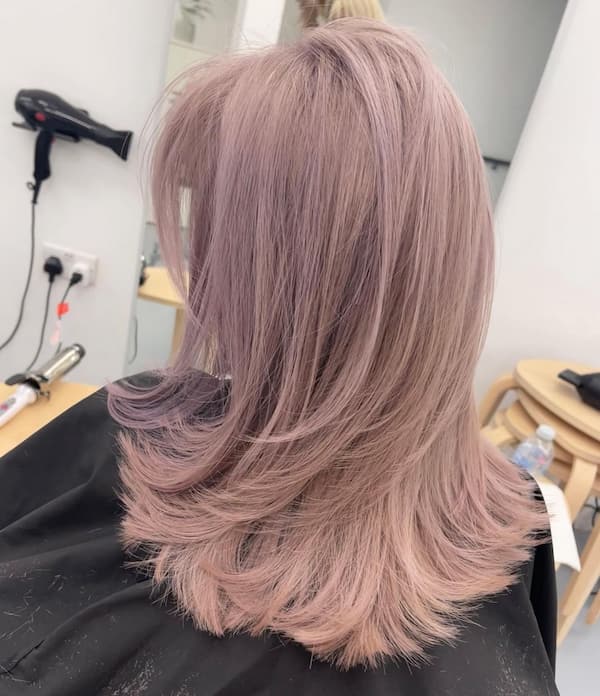 Pink Blow Out Layered Lob