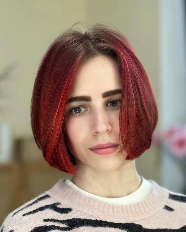 Red Layered Bob Haircut