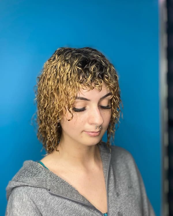 Short Bleached Curly Permed Hair