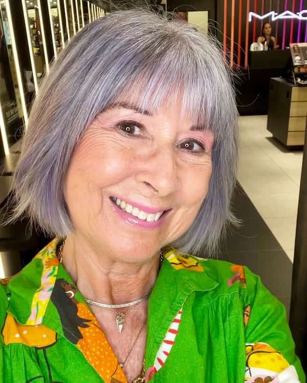 Short Gray Bob with Bangs