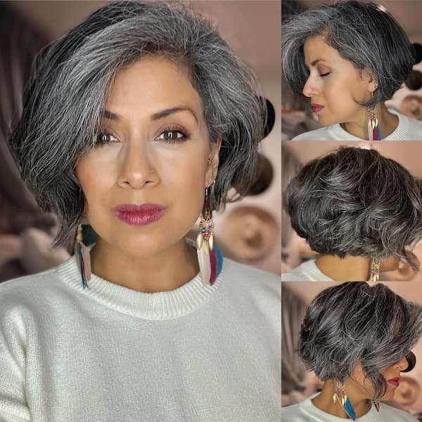 Short Textured Gray Bob