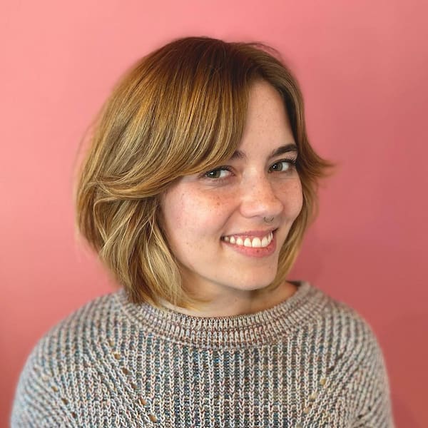 Shorter and Shaper Bob Haircut with Curtain Bangs