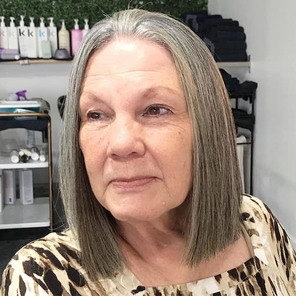Simple Gray Bob for Women over 70