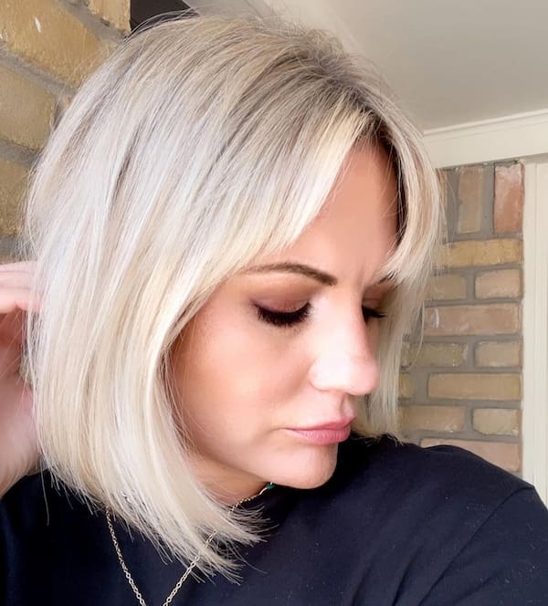 Smooth Blonde Bob Haircut with Curtain Bangs