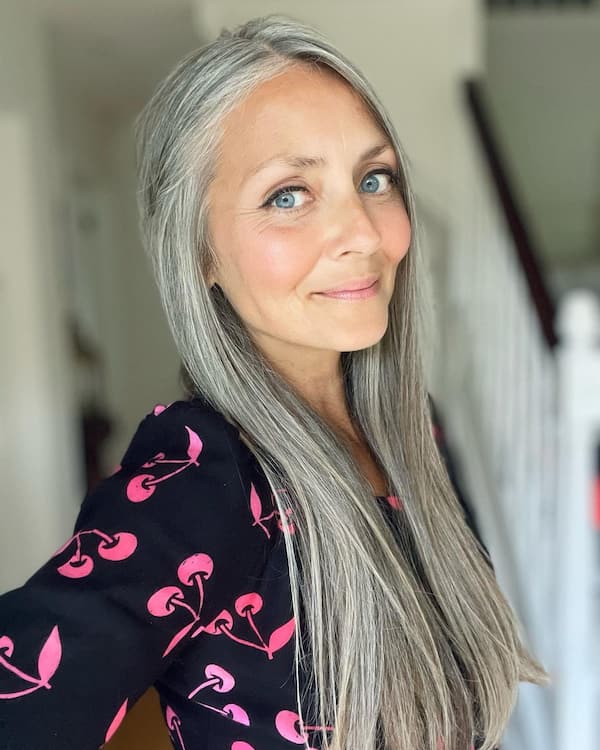 Straight Gray Hair for Oval Face