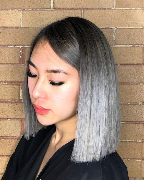 Straight Platinum Gray Bob Haircut