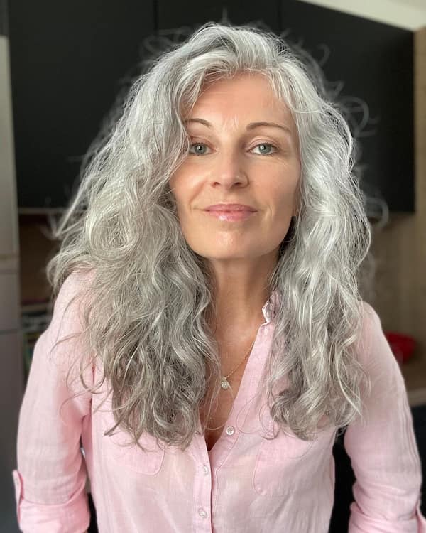 Voluminous Long Gray Haircut