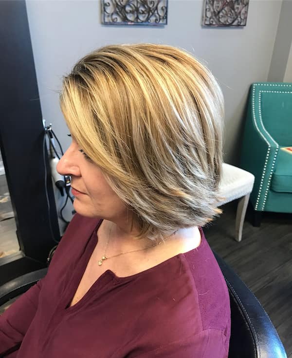 Blonde Feathered Bob for Moms