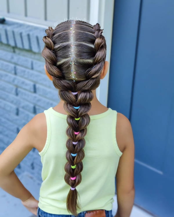 Box Braids Pig Tail with Ribbons