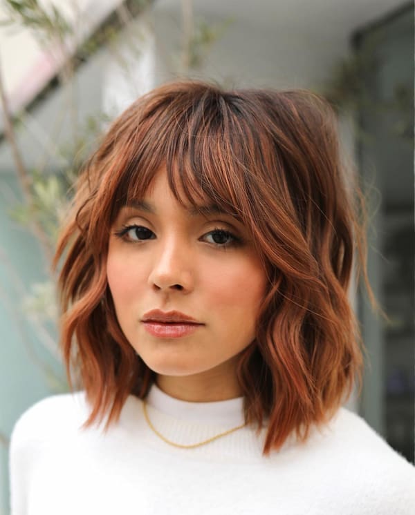 Brunette Mid-Length Soft Shag Haircut