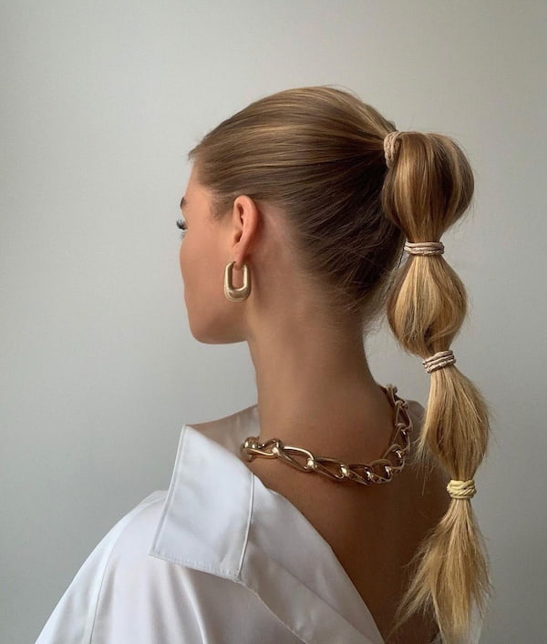 Chic Bubble Ponytail with Rubber Bands